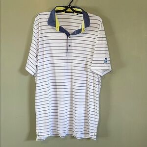 Men's Striped Polo Shirt - White and Blue Greyson polo Alabama XL